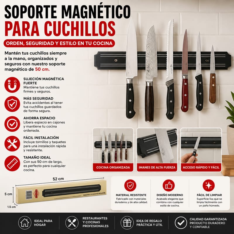 SOPORTE MAGNÉTICO PARA CUCHILLOS