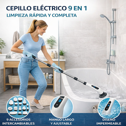 Super Cepillo De Limpieza Eléctrico Giratorio 9 en 1 🚚 ¡ENVÍO GRATIS a toda Guate!