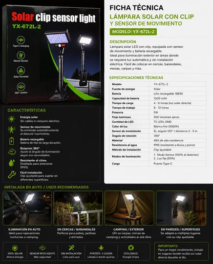 LÁMPARA SOLAR CON CLIP