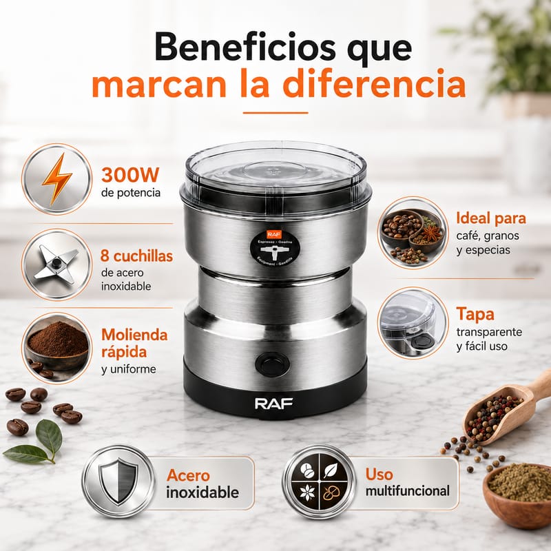 MOLEDOR DE CAFÉ, GRANOS Y ESPECIAS. RAF