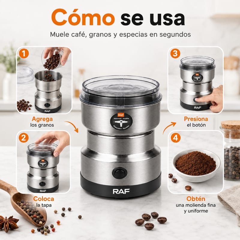 MOLEDOR DE CAFÉ, GRANOS Y ESPECIAS. RAF